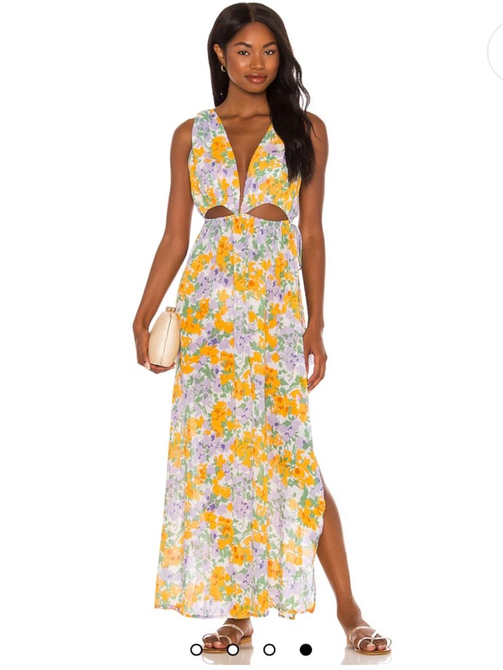 Tularosa Floral Cutout Maxi Dress in Yellow and Lavender